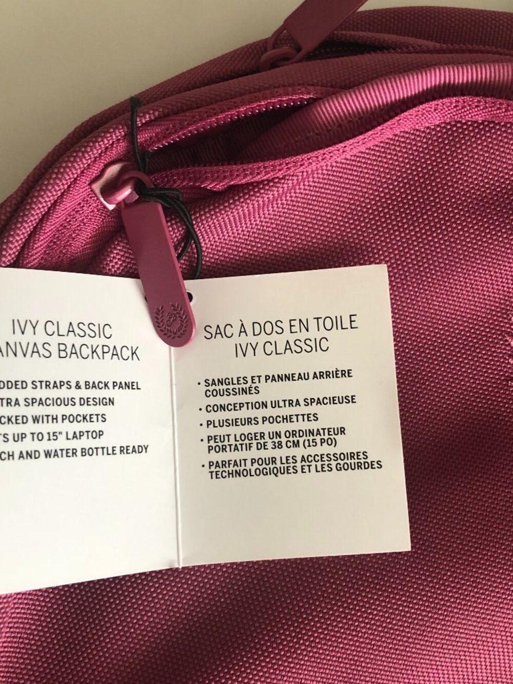 Victoria's Secret PINK Ivy Classic Canvas BACKPACK, Multi-Pockets, Rose Pink - Picture 7 of 11